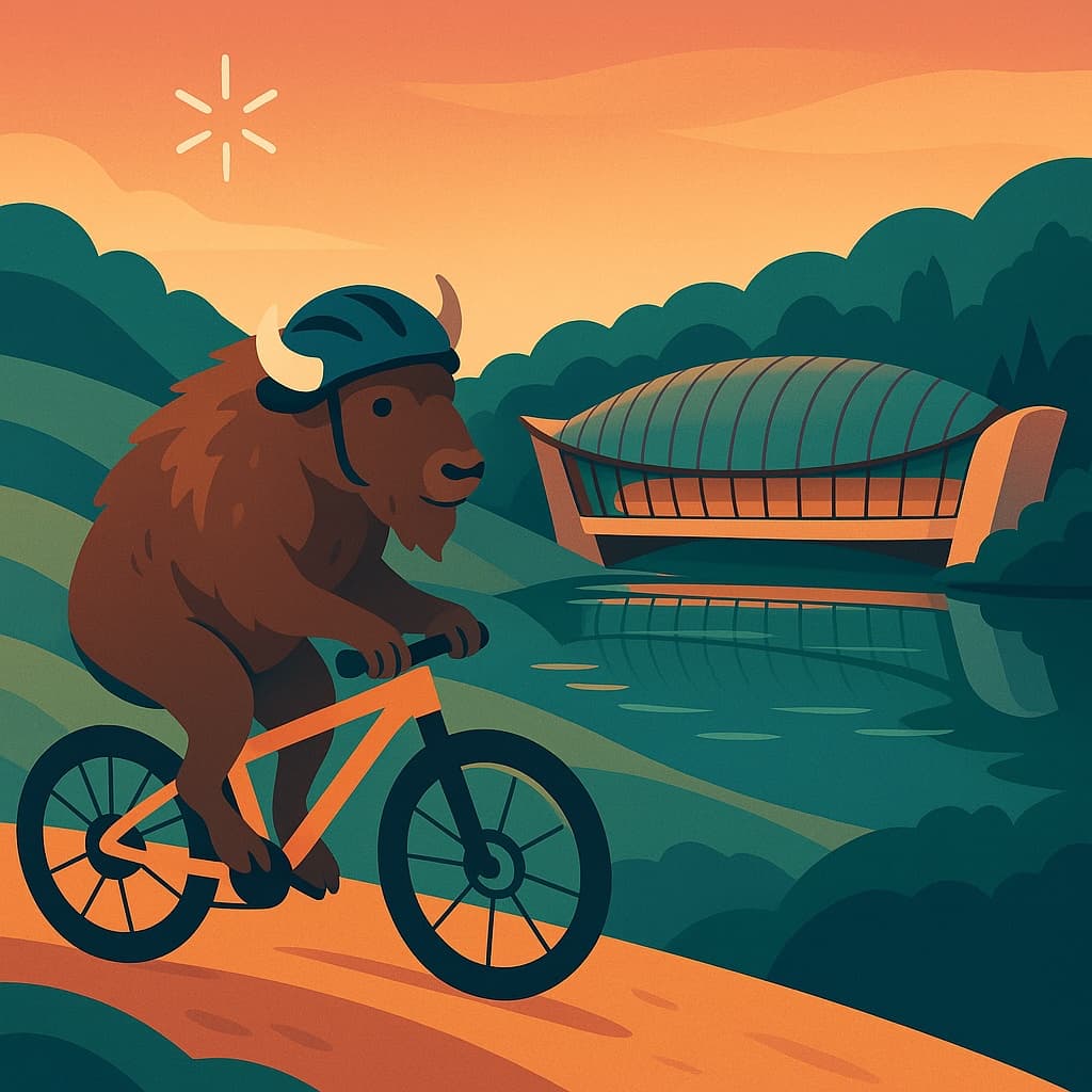 Buffalo skyline with connected network lines